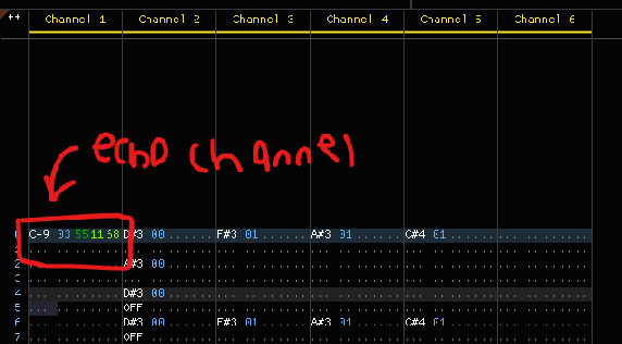 Image containing a song with the first channel dedicated to echo with the correct settings.
